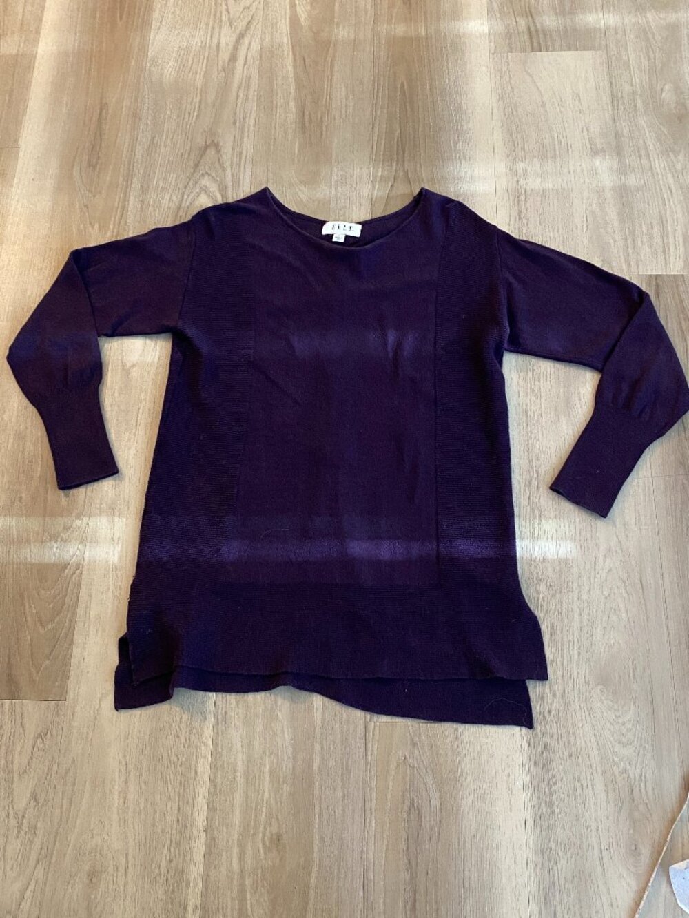 Purple Sweater Bow Back Detail Size L Soft Knit Feminine Peekaboo Bows - Elle